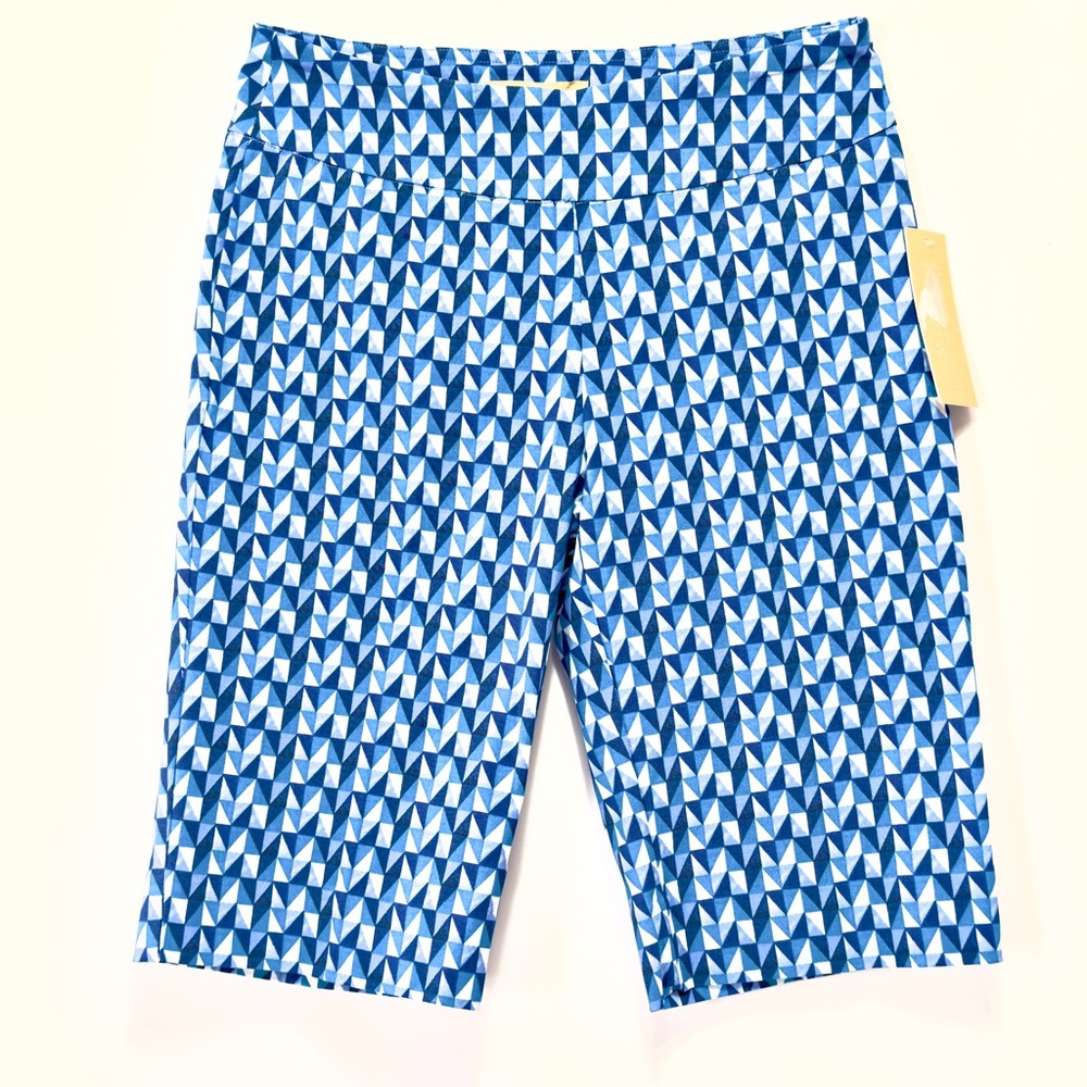 NEW‎ Hope & Harlow Shorts Size 6 Blue White Stretch Knee Length Perfect